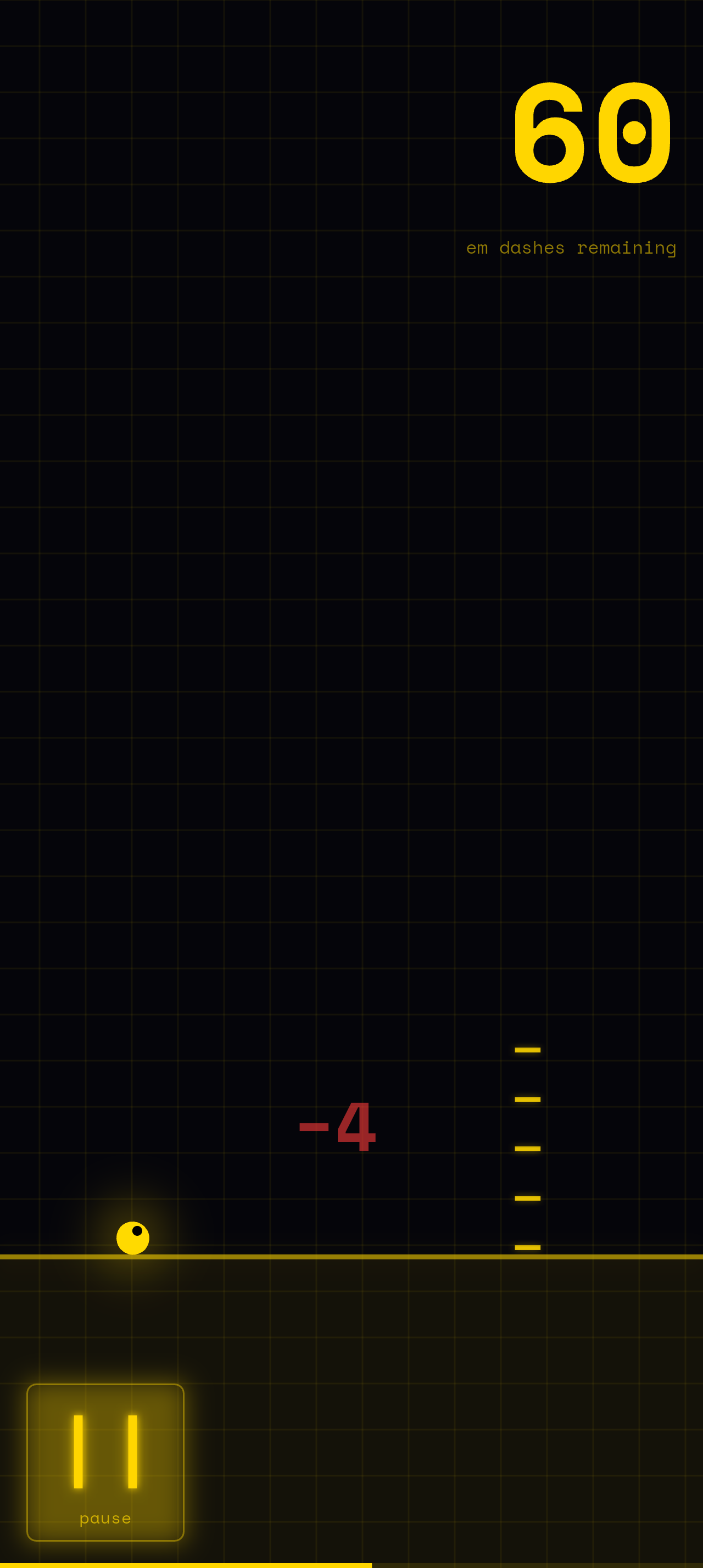 Gameplay: a red minus four penalty after clipping an em dash column