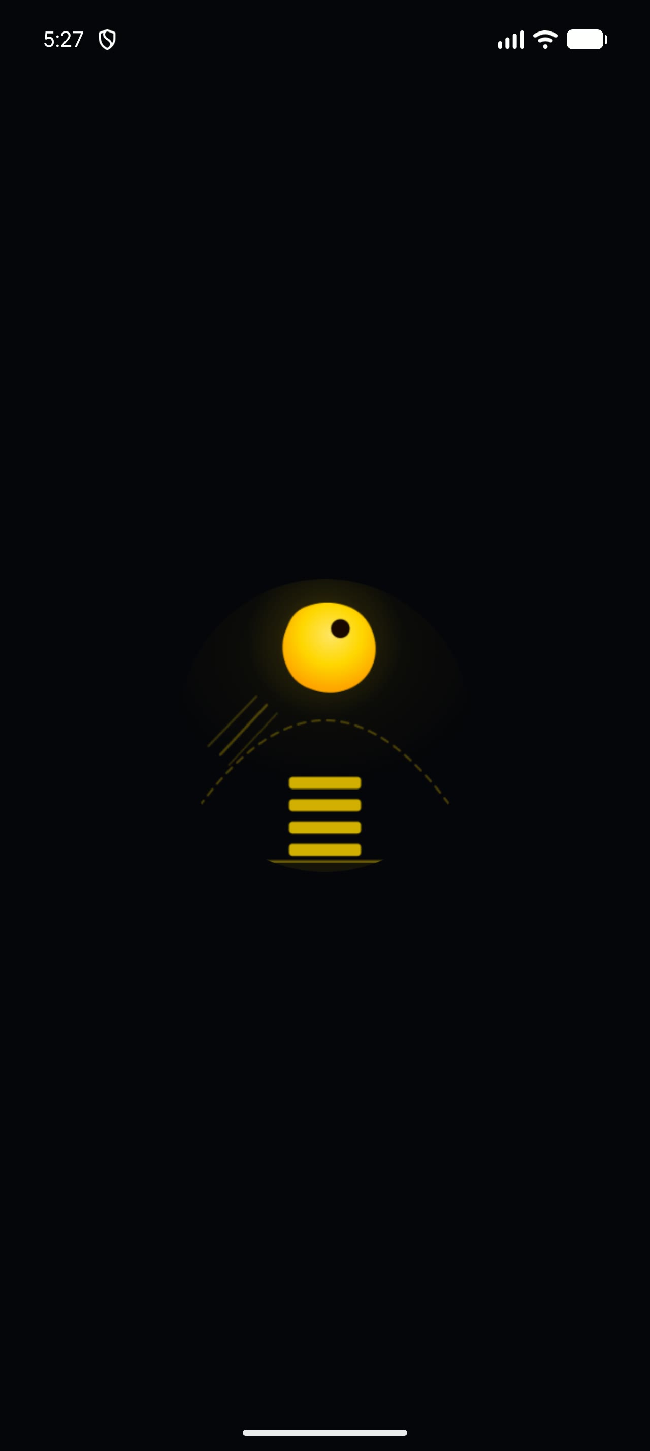 Splash screen with Snark arcing over a column of em dashes