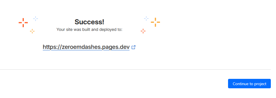 Cloudflare Pages success screen showing the live pages.dev URL